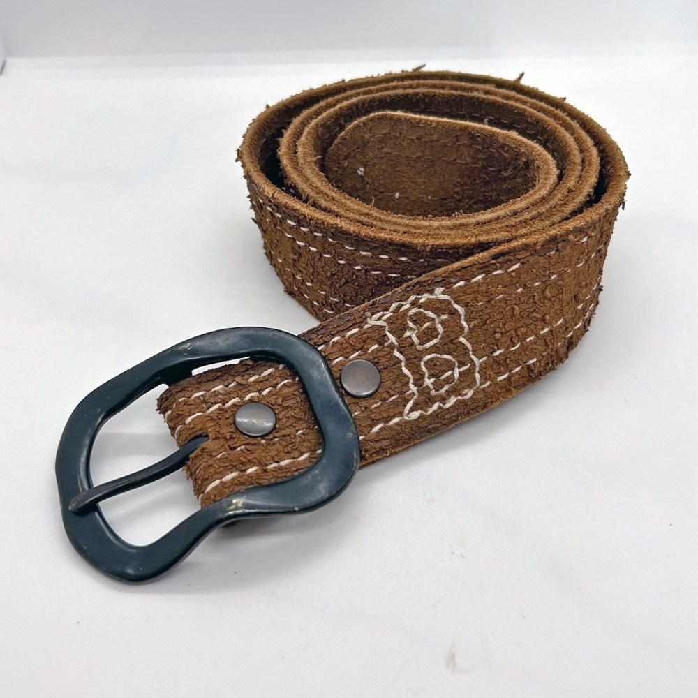 Bill Adler Handcrafted rough leather belt, brown, size 40